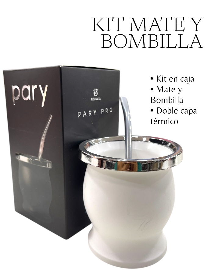 Kit Pary Mate y bombilla blanco