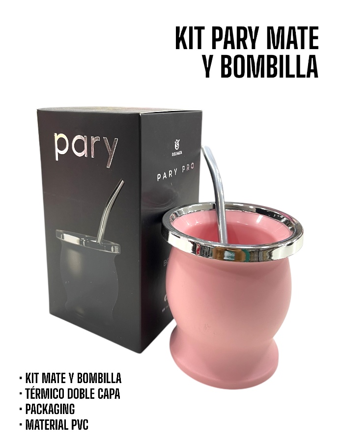 Kit Pary mate y bombilla rosa